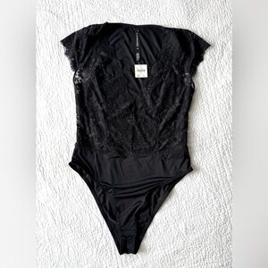 NWT Anthropologie Black Lace Bodysuit